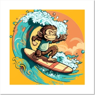 Surf's Up, Monkey Dude! Catch the Wave! Posters and Art